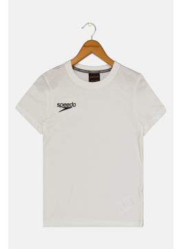 speedo Kids Boy Crew Neck Brand Logo T-Shirt, White  - Image 1