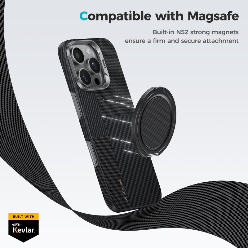 BENKS ArmorPop Magnetic Phone Grip & Stand for MagSafe, 360Â° Rotation Adjustable Phone Ring Holder for iPhone 17/16/15/14/13/12 Series, Durable Kevlar Design - Image 2