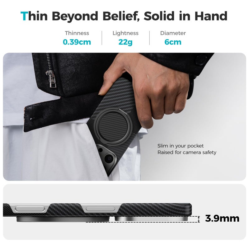 BENKS ArmorPop Magnetic Phone Grip & Stand for MagSafe, 360Â° Rotation Adjustable Phone Ring Holder for iPhone 17/16/15/14/13/12 Series, Durable Kevlar Design - Image 5