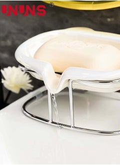 UNUNS Soap Dish With Drain,Soap Holder,Soap Saver,Decorative Bathroom Soap Tray With Sliver Iron Frame,Creative Soap Box For Bathroom  - Image 5
