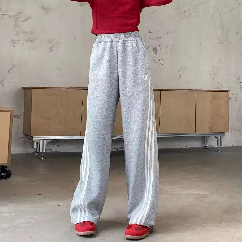 Girls' Gray Sweatpants Autumn Style Big Girl Straight High-Waisted Wide-Leg Pants Joggers Children'S Pants Trendy - Image 5