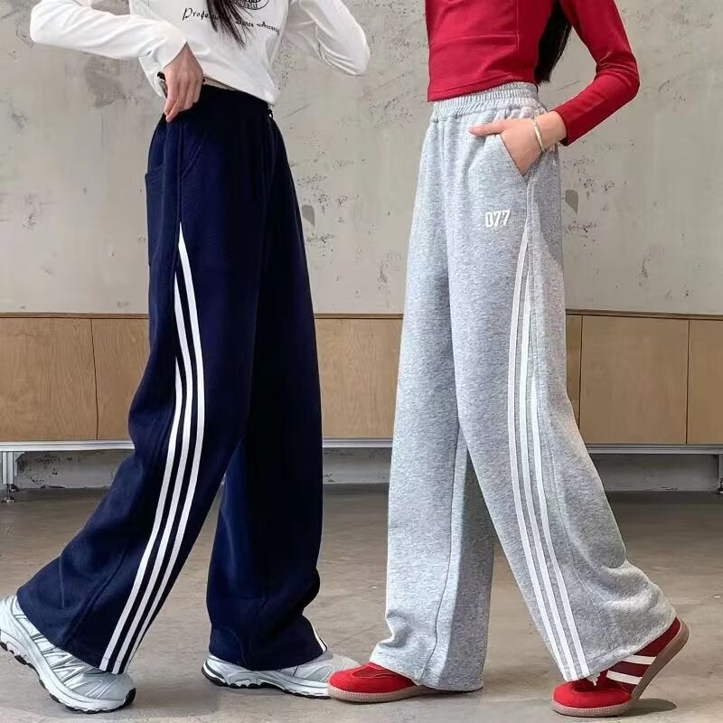 Girls' Gray Sweatpants Autumn Style Big Girl Straight High-Waisted Wide-Leg Pants Joggers Children'S Pants Trendy - Image 3