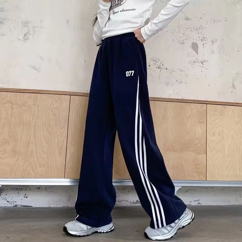 Girls' Gray Sweatpants Autumn Style Big Girl Straight High-Waisted Wide-Leg Pants Joggers Children'S Pants Trendy - Image 1