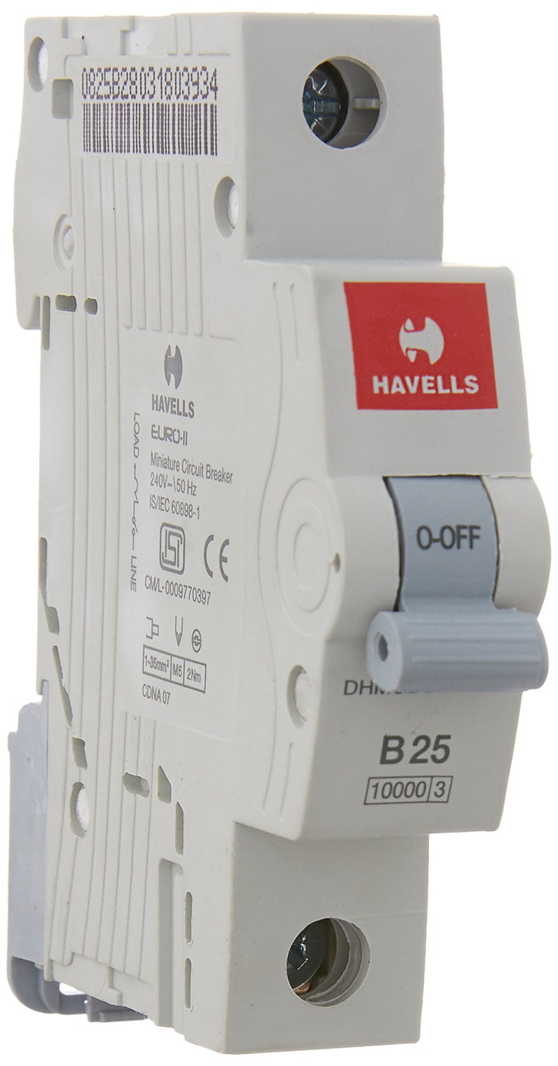 Havells DHMGBSPF025 PVC Plastic 25A MCB SP B Curve (White) - Image 3