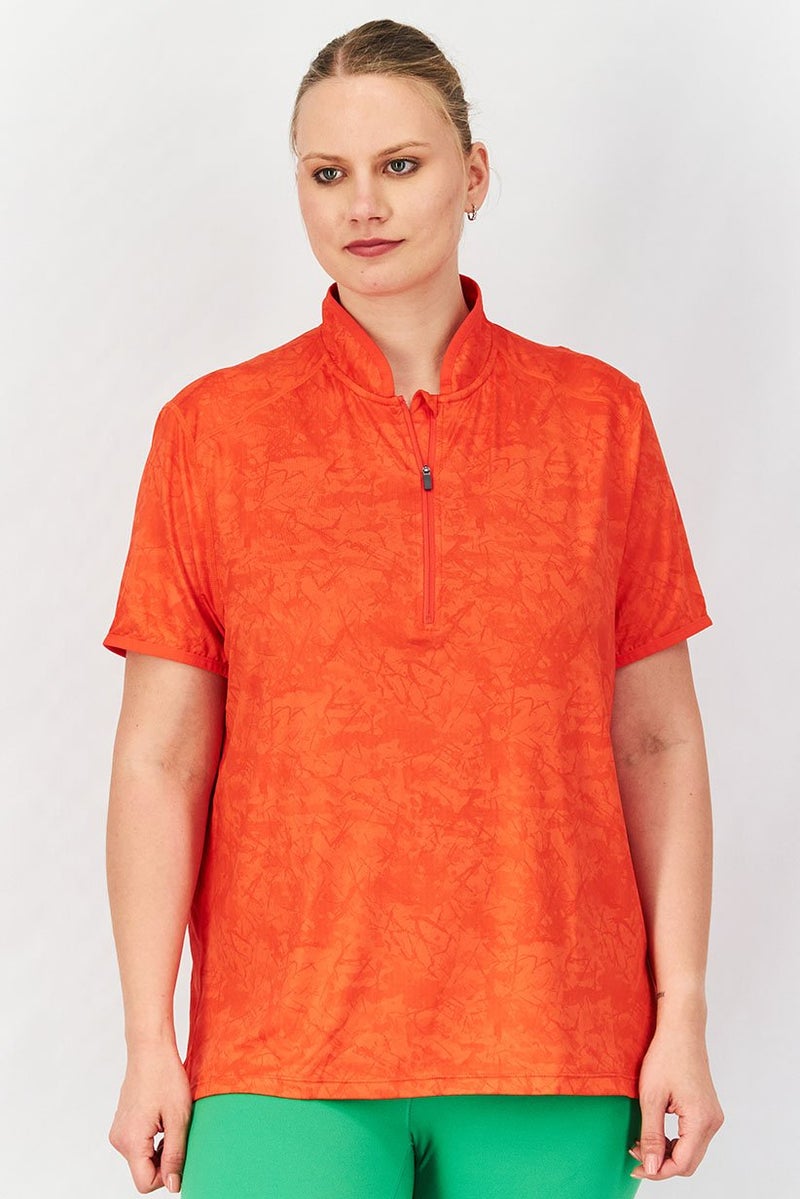 Tchibo Women Sportswear Fit Short Sleeve Cycling Jersey, Orange  - Image 1