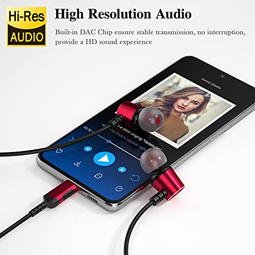 APETOO USB C Headphones for iPhone 17 16 15 Pro Max Galaxy S25 S24 S23 S22 Ultra Flip Fold A16 A54, Noise Canceling In-Ear Type C Earphones Magnetic Wired Earbuds with Mic HiFi Stereo for Android, Red - Image 2