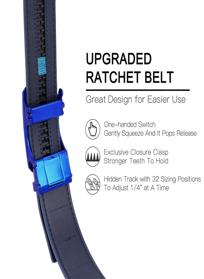 SENDEFN Men's Leather Belt Automatic Ratchet Buckle Slide Belt for Dress Casual Trim to Fit with Gift Box - Image 2