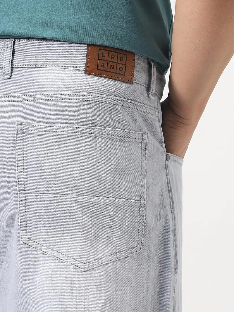 Urbano Fashion  Urbano Plus Men's Ice Grey Loose Baggy Fit Washed Denim Jeans Non-Stretchable  | Best Price UAE