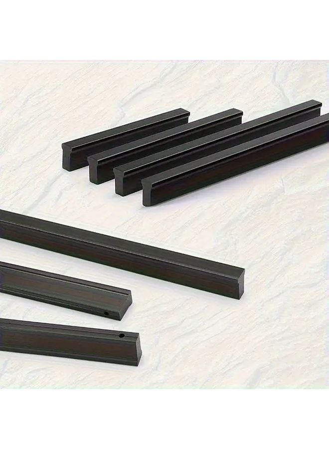 Modern Aluminum Alloy Cabinet Handles Sleek Black Finish Durable Easy Install For Kitchen Wardrobe - Image 2