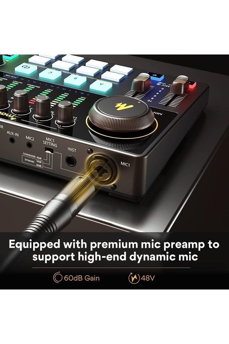ماونو كاستر AME2 واجهة صوتية للبودكاست بـ10 قنوات – خلاط صوت متكامل للبث المباشر والتسجيل والبودكاست - Image 3