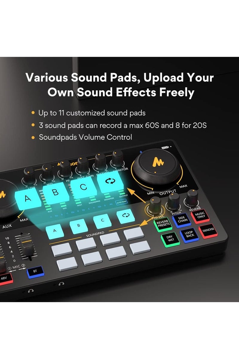 ماونو كاستر AME2 واجهة صوتية للبودكاست بـ10 قنوات – خلاط صوت متكامل للبث المباشر والتسجيل والبودكاست - Image 5