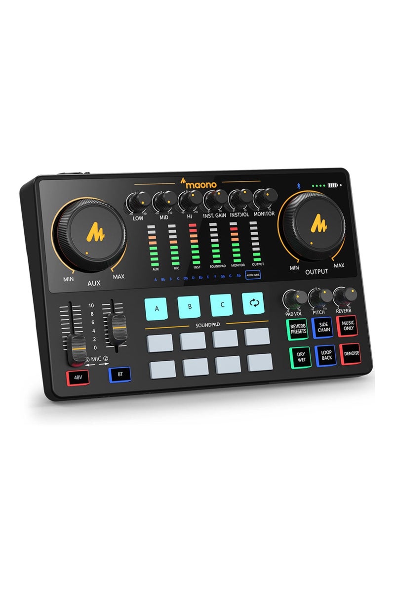 ماونو كاستر AME2 واجهة صوتية للبودكاست بـ10 قنوات – خلاط صوت متكامل للبث المباشر والتسجيل والبودكاست - Image 1