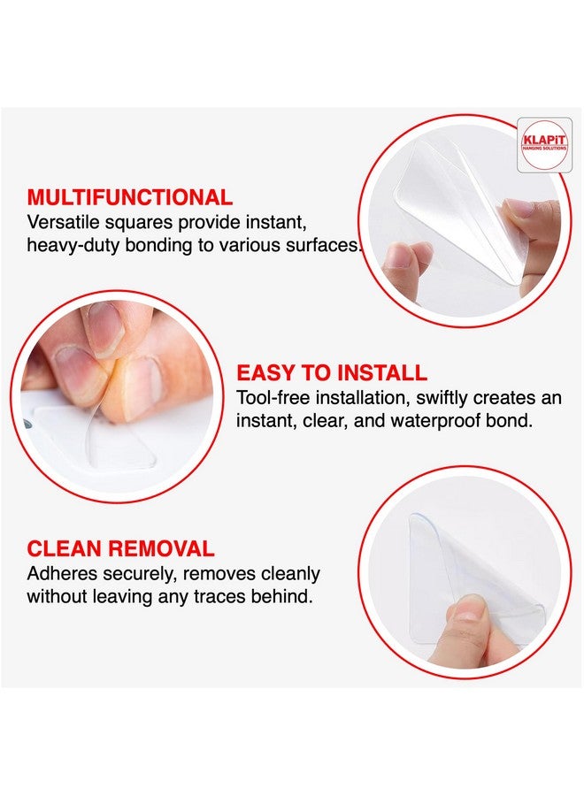 كلابيت شريط لاصق فائق من KLAPiT EZHold، مقاس 1 بوصة، مقطوع مسبقًا ومتين، مربعات مزدوجة الجوانب، يحمل 6.8 كجم من شريط نانو شفاف مقاوم للماء، التصاق قوي، استخدام فوري، لا يترك بقايا للجدران والخشب والبلاط والزجاج والمعادن، 16 قطعة - Image 4
