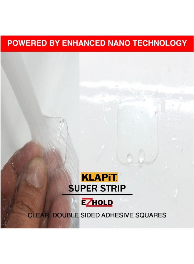 كلابيت شريط لاصق فائق من KLAPiT EZHold، مقاس 1 بوصة، مقطوع مسبقًا ومتين، مربعات مزدوجة الجوانب، يحمل 6.8 كجم من شريط نانو شفاف مقاوم للماء، التصاق قوي، استخدام فوري، لا يترك بقايا للجدران والخشب والبلاط والزجاج والمعادن، 16 قطعة - Image 2