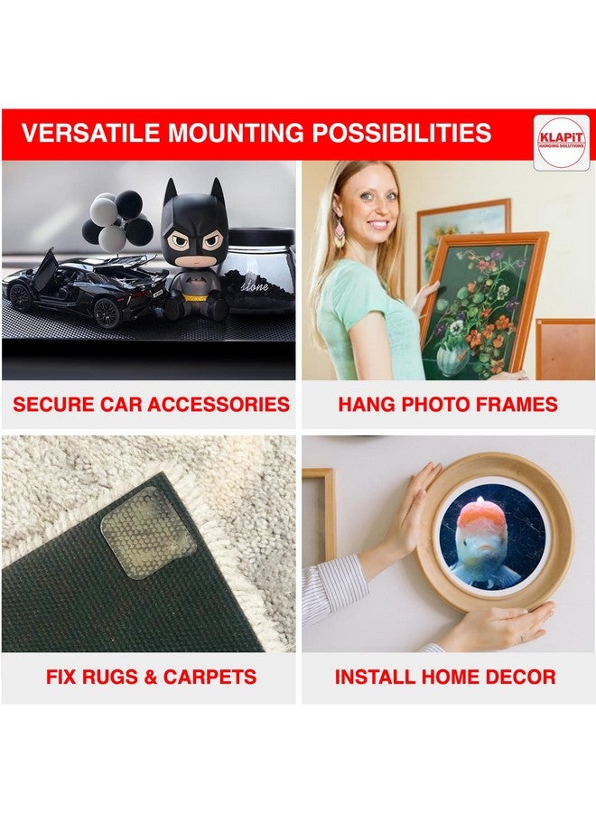 كلابيت شريط لاصق فائق من KLAPiT EZHold، مقاس 1 بوصة، مقطوع مسبقًا ومتين، مربعات مزدوجة الجوانب، يحمل 6.8 كجم من شريط نانو شفاف مقاوم للماء، التصاق قوي، استخدام فوري، لا يترك بقايا للجدران والخشب والبلاط والزجاج والمعادن، 16 قطعة - Image 5