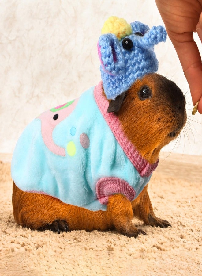 Clysee 10 Pcs Guinea Pig Clothes, 5 Guinea Pig Costume Outfit, 5 Mini Hat with Adjustable Strap XS Size for Chubby Guineas Pigs Rabbits Hamsters Bearded Dragons Holiday Party Outfits (Fresh Style) - Image 5