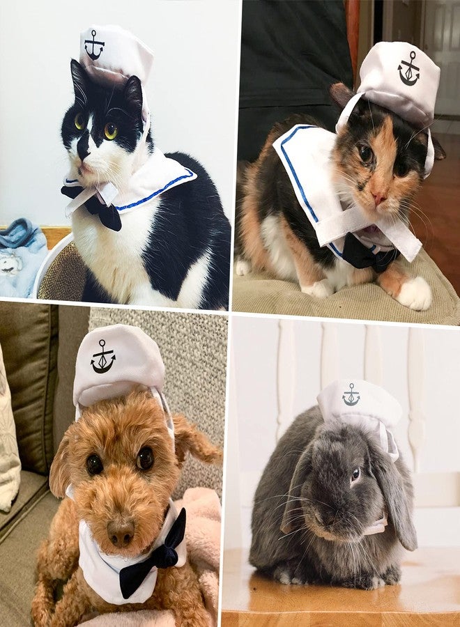 Billionchains Cat Costume for Halloween Pet Sailor Outfit Navy Hat with Sailor Collar for Small Dogs/Dolls/Cats - Image 2