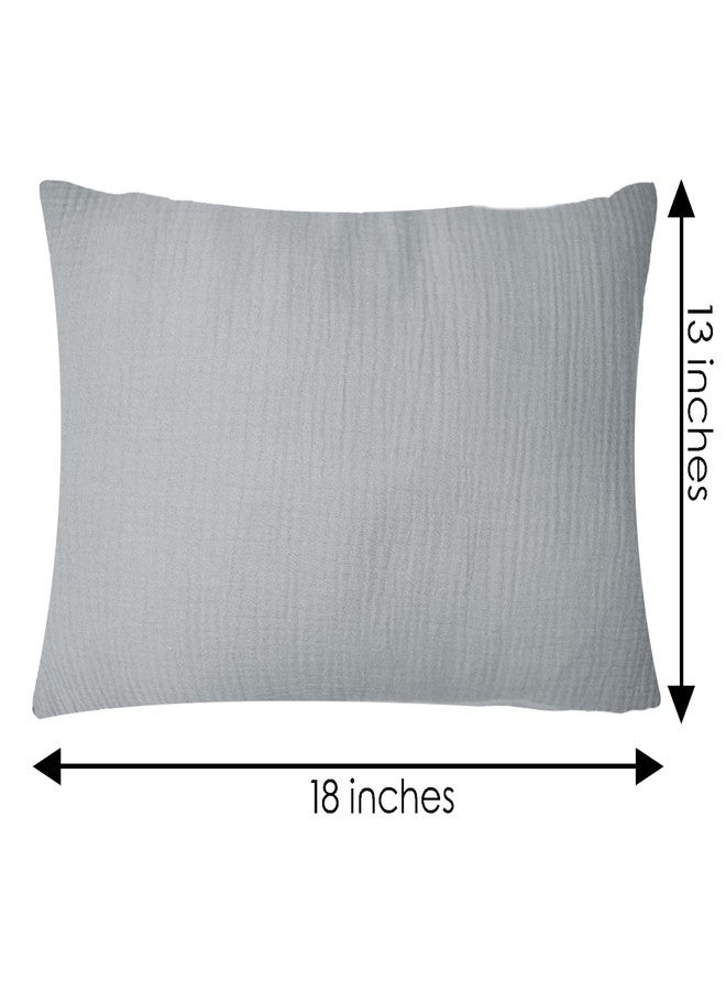 Dormlony Organic Cotton Muslin Mini Pillowcases with Envelope Design,2 Pack Ultra Breathable Kids Toddler Pillowcases for Boys and Girls- 13 x 18 inches (Grey) - Image 2