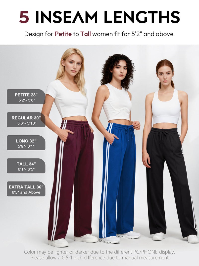 Tapata Long Women 32" Inseam Warm Up Track Pants Wide Leg Sweatpants Lightweight Side Stripe Ladies Slacks Workout, Green, L - Image 5