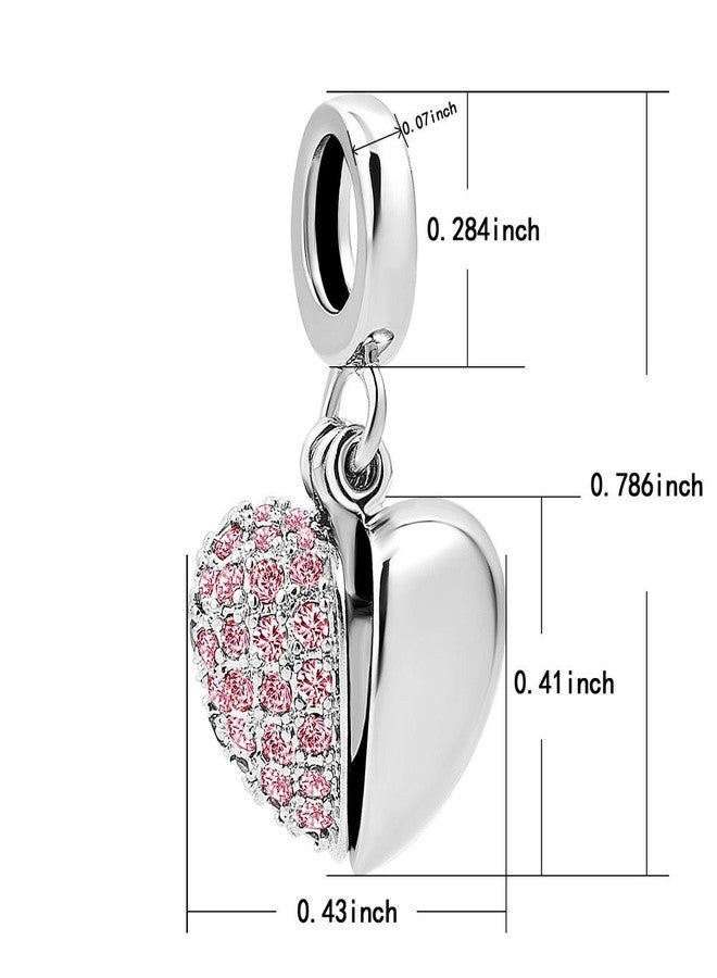KunBead I Love You Pink Heart Birthday Birthstone Dangle Charms Compatible with Pandora Bracelet for Mom Daughter Sister Auntie Grandma Friend Granddaughter - Image 3