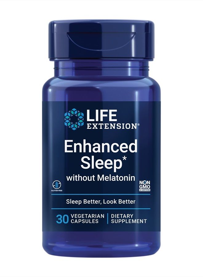 Life Extension Enhanced Sleep without Melatonin - Melatonin Free Sleep Support Supplement with Ashwagandha, Amla Extracts & Casein Milk Peptides – Gluten-Free, Non-GMO, Vegetarian – 30 Capsules - Image 1