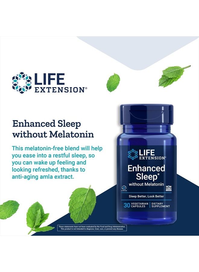 Life Extension Enhanced Sleep without Melatonin - Melatonin Free Sleep Support Supplement with Ashwagandha, Amla Extracts & Casein Milk Peptides – Gluten-Free, Non-GMO, Vegetarian – 30 Capsules - Image 4