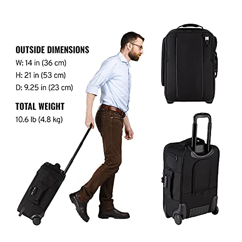 Tenba Roadie Carry-on Compatible Roller 21 Rolling case for DSLR and Mirrorless Cameras and Lenses Plus a 17-inch Laptop – Black (638-712) - Image 2