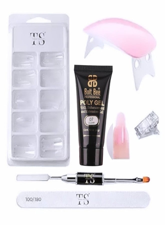 Brille Bee Professional Poly Nail Gel Extension Kit - Includes UV Nail Lamp & Slip Solution for Gel Nail Art" (Clear Kit, 1) - Image 2