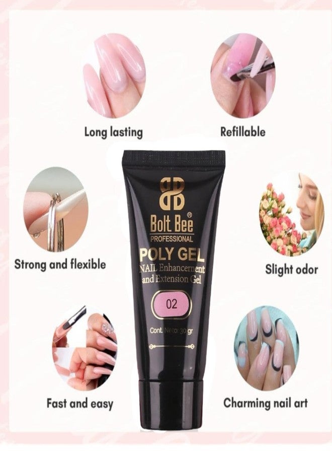 Brille Bee Professional Poly Nail Gel Extension Kit - Includes UV Nail Lamp & Slip Solution for Gel Nail Art" (Clear Kit, 1) - Image 3