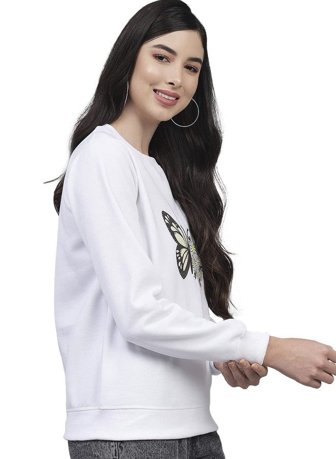 KOTTY Women White Full Sleeve Printed Sweatshirt(White,40) - Image 2
