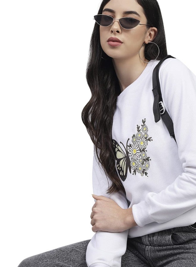 KOTTY Women White Full Sleeve Printed Sweatshirt(White,40) - Image 4