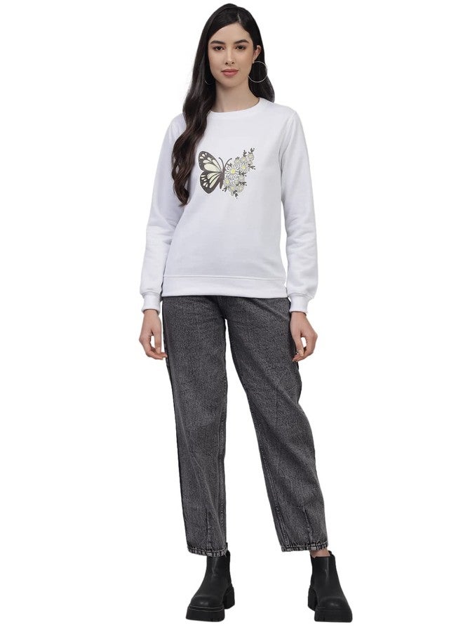 KOTTY Women White Full Sleeve Printed Sweatshirt(White,40) - Image 5