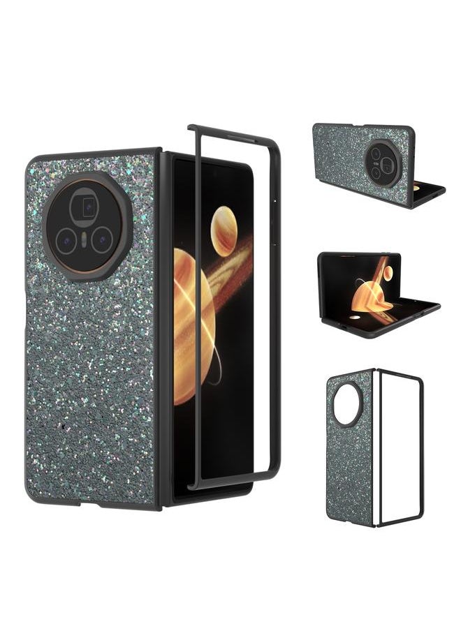 Zaboon For Honor Magic V3 Black Frame Colorful Glitter Phone Case(Black Green) 