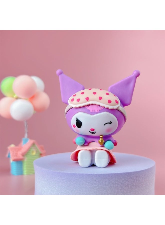 HALAMODO 6PCS Pajama Sweetheart Kuromi Blind Box Figure Set , Cute Anime Collectible Model, Adorable Collectible Statue, Desktop Trendy Toy Ornament, Car Ornament, Surprise Unboxing Experience, Kids Girls Birthday Gift Collection , Mystery Gifts For Boys Girls , 10 cm - Image 4