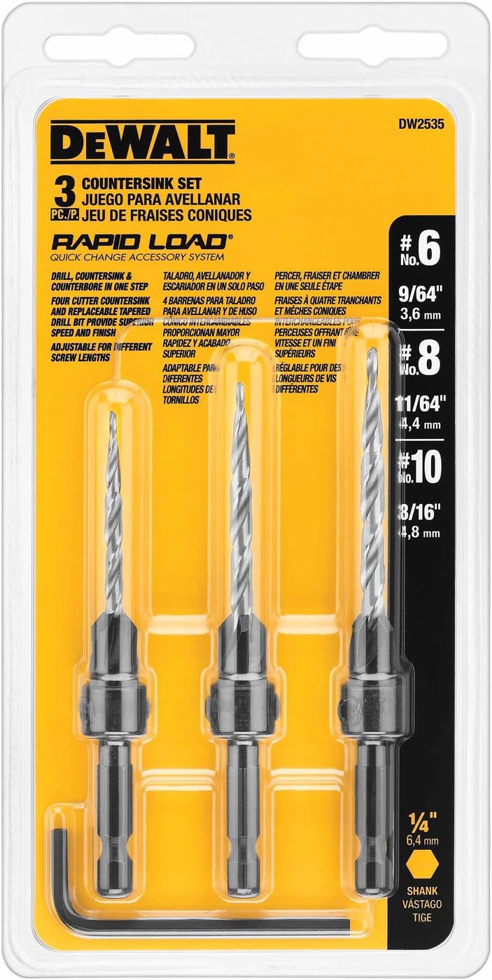 DEWALT DEWALT Countersink Drill Bit Set 6 8 10 3Piece DW2535 