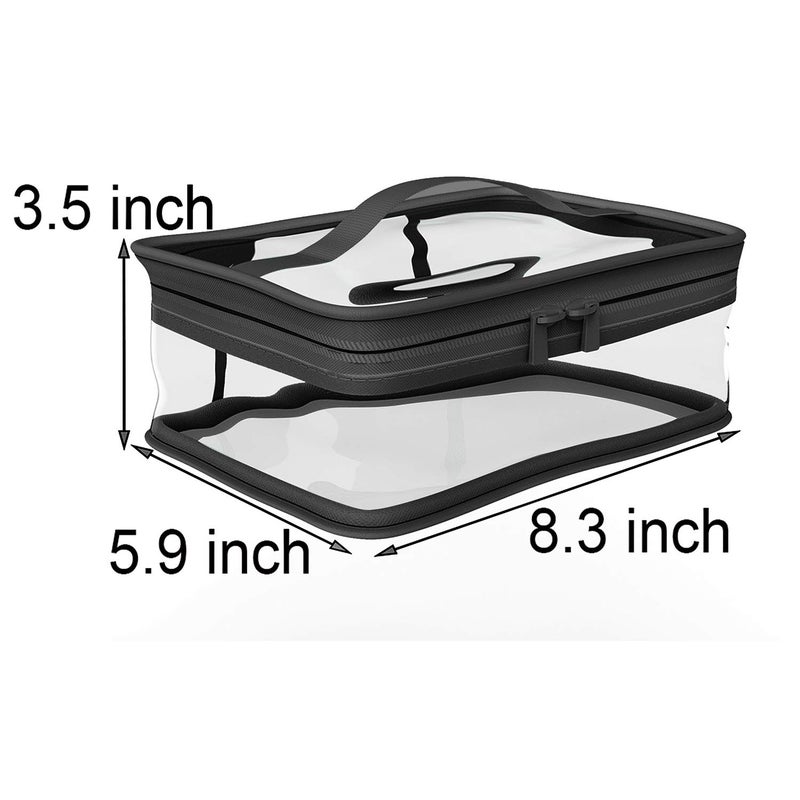 BallHull Black Transparent Cosmetic Bag Waterproof Handbag Portable Travel Work Make Up Kit Double Zipper Storage Bag, 2 PCS - Image 2
