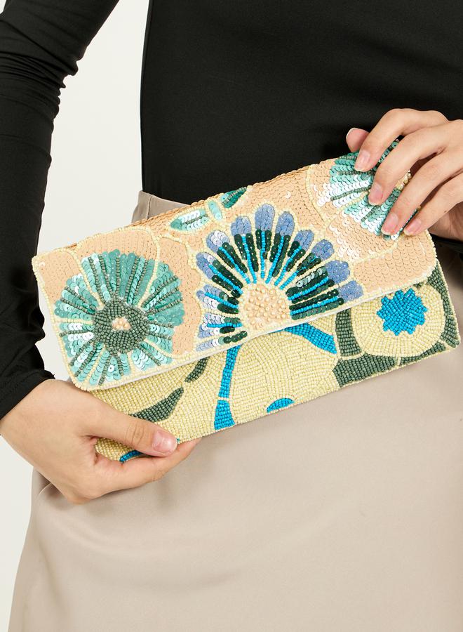 ستايلي حقيبة كلاتش مزخرفة بالورود مع غطاء علوي - Image 3