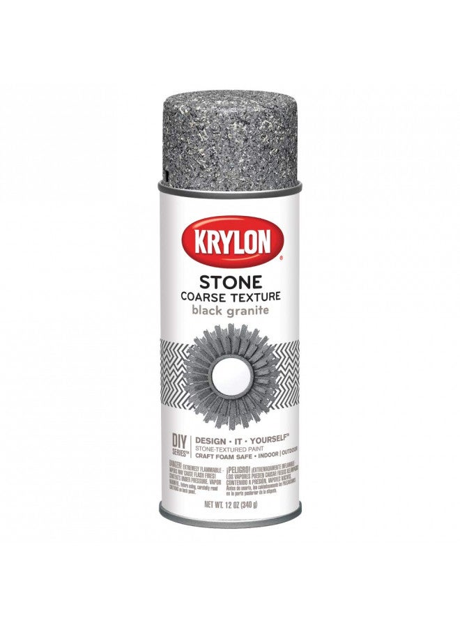Krylon K18201 Coarse Stone Texture Finish Spray Paint, Black Granite, 12 Ounce - Image 1