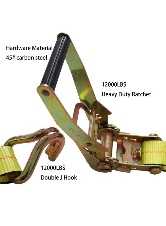 Yuoneiy Ratchet Strap Tie Down (4PK) 2” x 30” x 10000 lbs J Hook Heavy Duty Tie-Down Straps Ratchet for Truck, Container, ATV, UTV, Trailer - Image 5