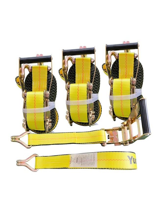 Yuoneiy Ratchet Strap Tie Down (4PK) 2” x 30” x 10000 lbs J Hook Heavy Duty Tie-Down Straps Ratchet for Truck, Container, ATV, UTV, Trailer - Image 1