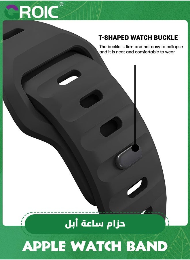 GROIC - Sport Bands Compatible with Apple Watch Ultra Band 49mm 45mm 44mm 42mm, Men Women Soft Silicone Waterproof Strap for iWatch Series 10 9 8 7 6 5 4 3 2 SE Ultra - Image 1