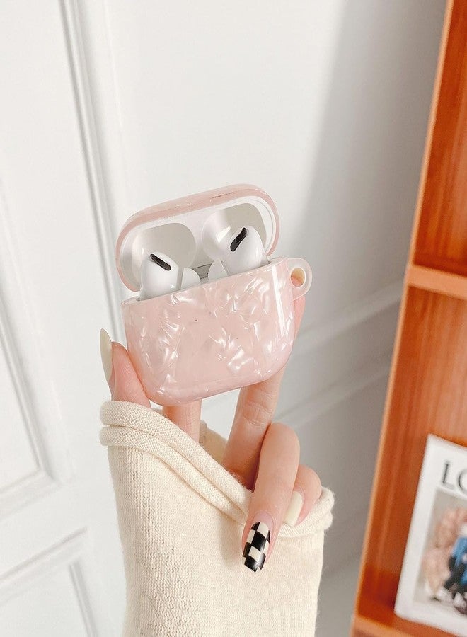 جراب أنيق لسماعات AirPods الجيل الرابع، مناسب للفتيات والنساء، مع قلم تنظيف، وغطاء حماية بتصميم صدفة لسماعات AirPods الجيل الرابع من iPod مع سلسلة مفاتيح فاخرة من اللؤلؤ، باللون الوردي. - Image 5