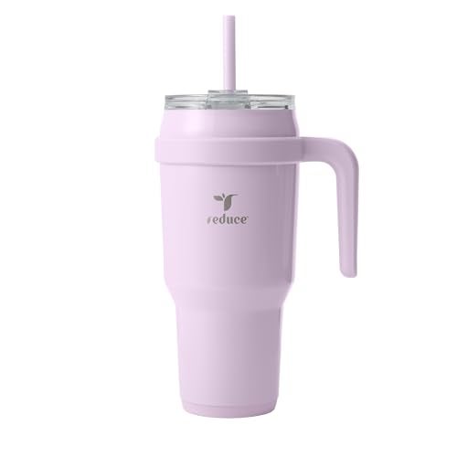 REDUCE 40 oz Stainless Steel Tumbler with Handle - Dual-Wall Vacuum Insulated Travel Mug, Sweat-Proof Lid & Reusable Straw - Keeps Drinks Cold for 24 Hrs, Fits Cupholders, Dishwasher Safe - Lilac Bud - Image 1