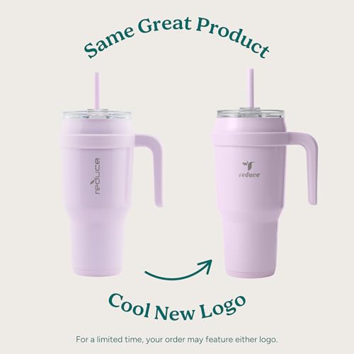 REDUCE 40 oz Stainless Steel Tumbler with Handle - Dual-Wall Vacuum Insulated Travel Mug, Sweat-Proof Lid & Reusable Straw - Keeps Drinks Cold for 24 Hrs, Fits Cupholders, Dishwasher Safe - Lilac Bud - Image 2