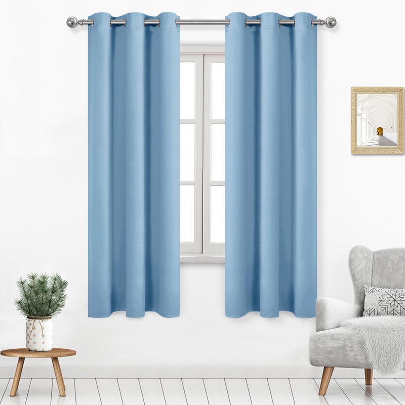 DWCN Light Blue Curtains for Bedroom Room Darkening Thermal Insulated Light Blocking Drapes for Dinning Room Nursery W42 x L72 Inches Long 2 Panels