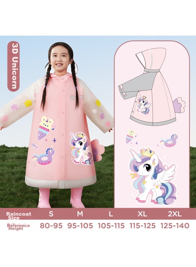 Moremerry Children's Raincoat For Boys And Girls, Kindergarten Kids, Toddlers, Full Body Waterproof Raincoat For Boys, Candy Unicorn Design, Size M - Image 1