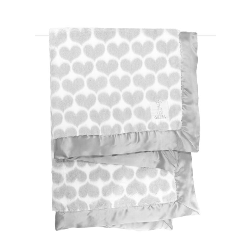 Little Giraffe Luxe Baby Blanket - 29x35” Satin Trim, Heart Army Silver | Ultra-Soft, Hypoallergenic Stroller & Nursery Blanket | Perfect for Newborns & Toddlers - Image 1