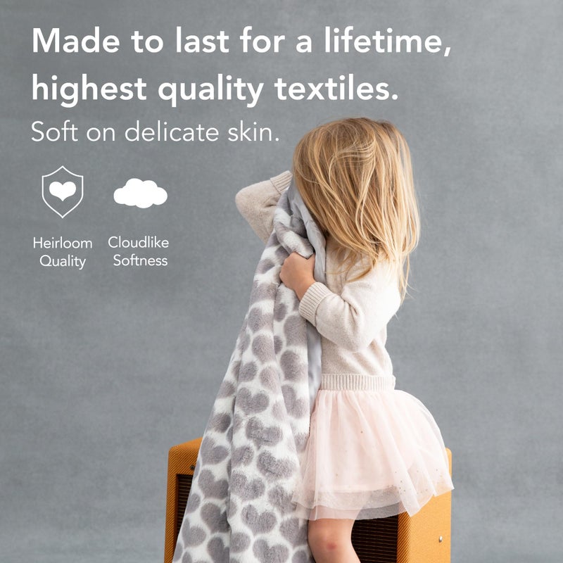 Little Giraffe Luxe Baby Blanket - 29x35” Satin Trim, Heart Army Silver | Ultra-Soft, Hypoallergenic Stroller & Nursery Blanket | Perfect for Newborns & Toddlers - Image 2