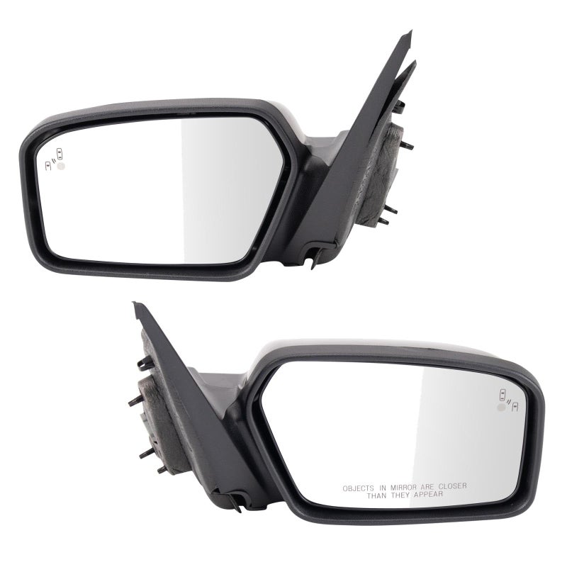 TRQ Driver and Passenger Side Mirror Set Heated Puddle Light Blind Spot Indicator Smooth Black Compatible with 20102012 Ford Fusion 20102011 Mercury Milan FO1320431 FO1321431