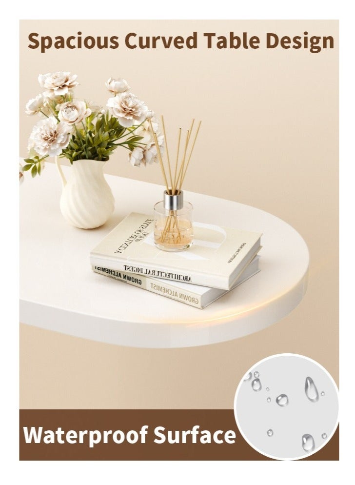 Exquisite C Shaped Side Table with Metal Frame Service Table Coffee Bed Couch End Table Laptop Holder Table for Living Room Bedroom Bedside - Image 4